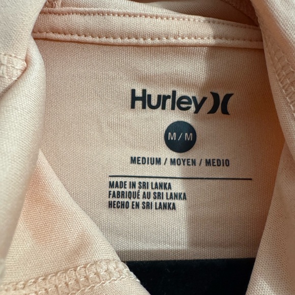 Fishing Shirt Hurley UPF50 Men's Orange/Peach Hoodie with Black Logo - Medium - Picture 3 of 3